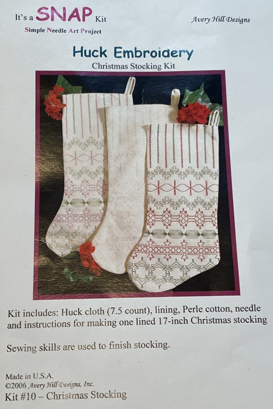 Avery Hill Designs Swedish Huck Embroidery Stocking Ornament NIP